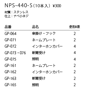 エントランスユニットを袖扉に取付ける場合、下記のネジをご使用ください